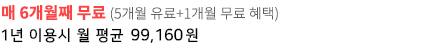 결제 6개월째, 12개월째는 무료! (1년 이용시 월 평균 99,160원)